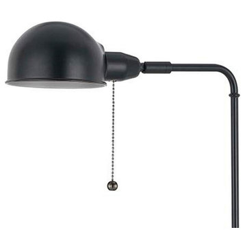 Benzara BM220838 Adjustable Height Metal Pharmacy Lamp, Pull Chain Switch, Black