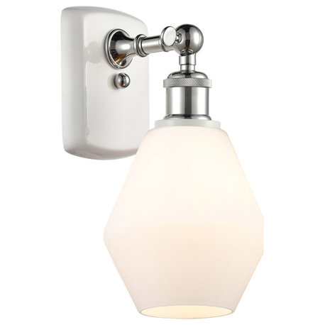 Ballston Cindyrella 1 Light Wall Sconce, White and Polished Chrome, Matte White