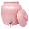 Porcelain Beverage Dispenser With Lid, 2.5 Gallon, Shiny Pink
