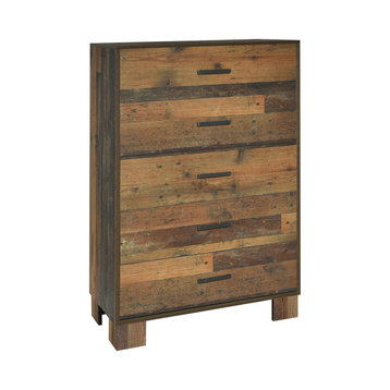 5 Drawers Wooden Chest, Rustic Pine