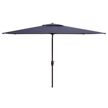 Safavieh Athens 6.5 x 10 Rectangle Umbrella, Navy/White