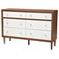 Harlow Wood 6-Drawer Storage Dresser, Walnut Brown and White