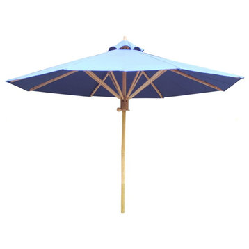 7 Foot Bamboo Umbrella With Navy Polyester Canvas