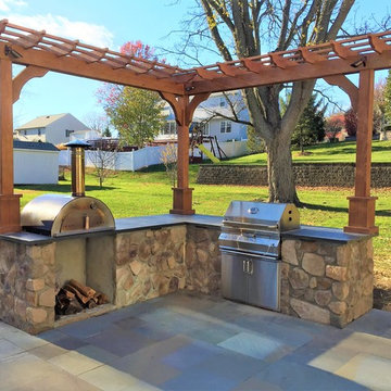 Flagstone Patio, Outdoor Kitchen, Pergola