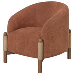 Armen Living - Stormy Accent Chair, Salted Rust Fabric, Chestnut Brown Finish - Introducing the Stormy Accent Chair, a beautifully crafted piece that effortlessly blends style, comfort, and sophistication. Upholstered in your choice of creamy buttercream or rich salted rust fabric, this chair offers a soft, inviting texture that is easy to care for and perfect for everyday relaxation. The smooth curved seat and gently contoured back provide ergonomic support while enhancing the chair's refined silhouette.