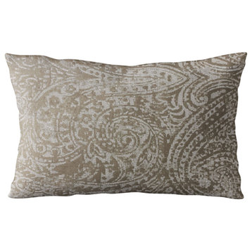 Plutus Brown Natural Leaf Jacquard Luxury Throw Pillow, 22"x22"