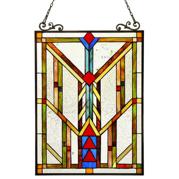 Vanderleck Tiffany-Glass Window Panel 17.5"x25"
