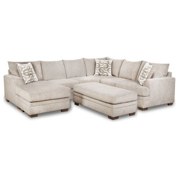 Franklin 2-Piece Sectional with Accent Pillows in Cream
