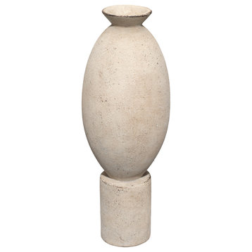 Cream Ceramic Elevated Decorative Vase