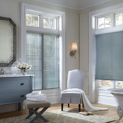 Contemporary Powder Blue Bathroom Custom Window Horizontal Blinds by Hunter Doug - Window Blinds