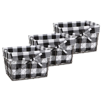 DII Metal Small Chicken Wire Check Liner Basket in Black/Gray (Set of 3)
