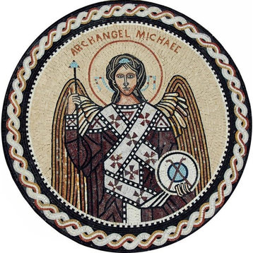Archangel Saint Michael Mosaic Icon, 39"x39"
