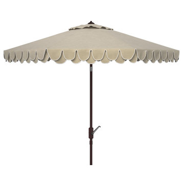 Safavieh Elegant Valance 11' Round Umbrella, Beige/White