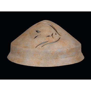 Half Bell Downlight Ceramic Wall Sconce with the Angel Fish Design, Sandstone