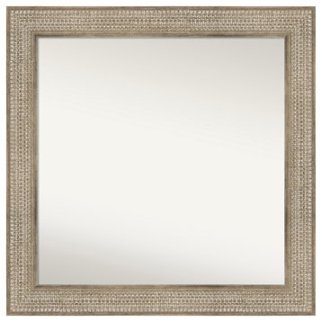 Trellis Silver Non-Beveled Wood Wall Mirror 32x32 in.