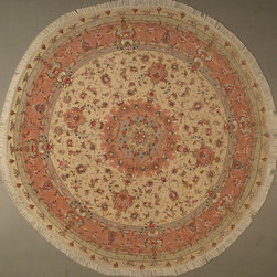 Round Persian Tabriz rug 6'7 diameter - Area Rugs