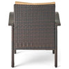 GDF Studio Bleecker Outdoor Brown Wicker Club Chair With Cushion, Set of 2, Brown