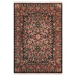 Bareens Designer Rugs - Kashan Pak Persian Adina Black/Rust Wool Rug 8'0'' x 10'0'' - Designed with mesmerizing intricacy and gorgeous color palette, this hand-knotted masterpiece demonstrates the beauty and electrifying thrill of Pak Persian art. These meticulously hand-knotted Pak-Persian rug is made with pure wool and features breathtaking traditional, transitional, and tribal designs in bold luxurious color pallets. Known for their intricate designs these rugs are a reproduction of Persian rugs, made in Pakistan with unique Mughal designs. Made by master weavers using the same Persian texture, design and dying technique, we wanted to produce the most significant manifestation of Persian art, life, and culture. This rug is most famous for its exceptional quality, incredible designs, patterns, and vibrant rich color. Pak-Persian rugs made with Persian weave with high knot counts, which enables the high intricacy and detail found in the patterns are also referred to as "State of art", each color adds a rich beautiful detail in the artwork of this rug. The design, color, and beautiful chromatic composition with a vibrant sheen with intricate designs, exude beauty, elegance, and quality make this rug a masterpiece of its own.