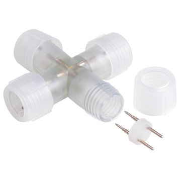 DELight 10pcs 1/2" X Type PVC Connector with Pins for 2 Wire LED Rope Light