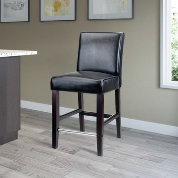 Antonio Counter Height Barstool, Black Bonded Leather