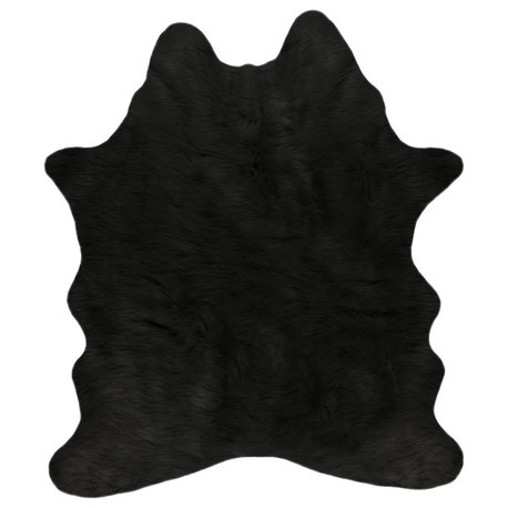 Faux Cowhide Rug 4.25'x5', Black