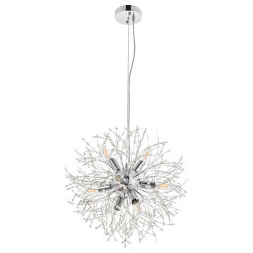 Flores 8 Light Pendant in Chrome And Clear
