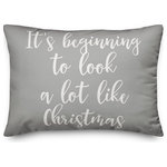 Designs Direct Creative Group - It's Beginning To Look A Lot Like Christmas, Gray 14x20 Lumbar Pillow - Decorate for Christmas with this holiday-themed pillow. Digitally printed on demand, this  design displays vibrant colors. The result is a beautiful accent piece that will make you the envy of the neighborhood this winter season.