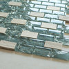 11.75"x11.75" Cleft Mosaic Tile Sheet, Super White and Blue