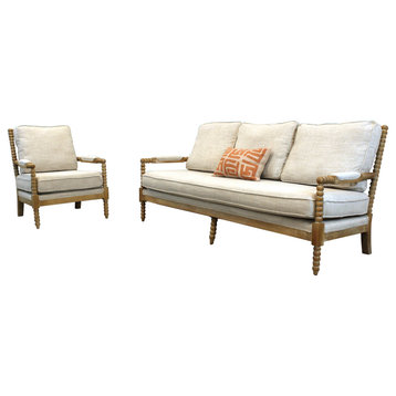 Wyndham 2-Piece Living Room Set With Ivory Sofa & Occasional Chair