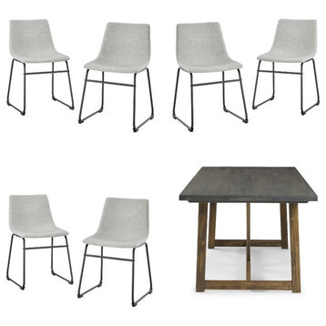 Home Square 7-Piece Set with 72" Wood Dining Table & 6 Dining Chairs in Gray