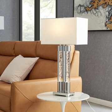 Finesse Decor Chrome and Crystal LED Light Table Lamp