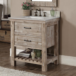 30 inch Rustic Bathroom Vanity with Matching Wall Mirror - Bathroom Vanities And Sink Consoles