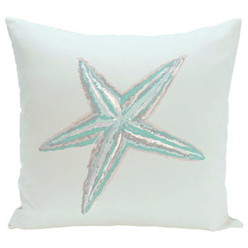 Sea Star Coastal Print Pillow, Jade, 26"x26"