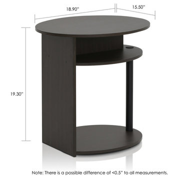 JAYA Simple Design Oval End Table, Walnut