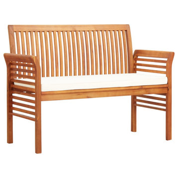 vidaXL Outdoor Patio Bench 2-Seater Patio Bench with Cushion Solid Wood Acacia