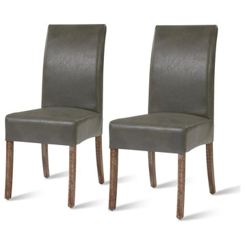 Valencia Bonded Leather Chair, Set of 2, Vintage Gray