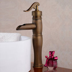 Centerset Antique Brass Bathroom Sink Faucet T0599HA - Bathroom Sink Faucets