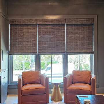 Man Cave & Wine Room — Motorized Woven Wood Shades