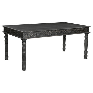 Wiley Carved Dining Table, Antique Black, 72" W