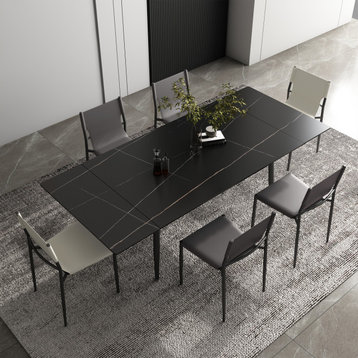 Extendable Stone Dining Table, Black Top