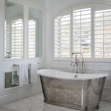 White Master Bath with Freestanding Tub