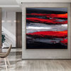 "Track" 60x60 IN Black red gray abstract Art Large Modern Painting MADE TO ORDER