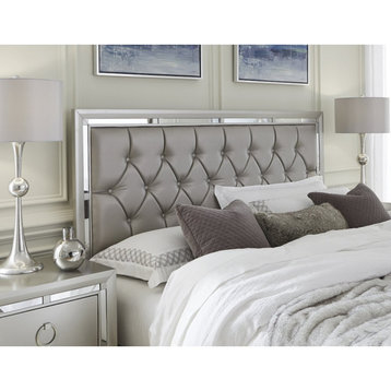 Global Furniture Riley Silver Tufted Queen Bed 63x87x56 Inch Silver