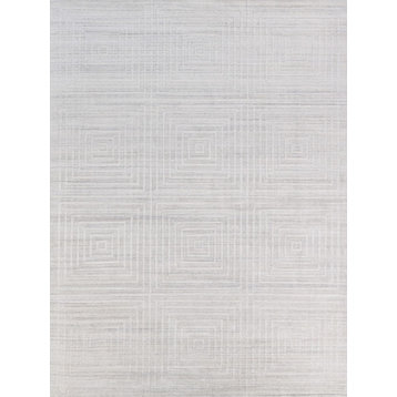 Castelli Handmade Hand Loomed Wool and Bamboo Silk Ivory Area Rug, 14'x18'