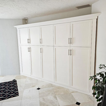 Custom Shaker Built-In Storage Cabinetry with Adjustable Shelves, 3” Crown