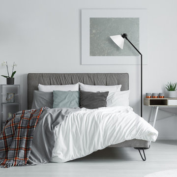Trescott Adjustable 72" Floor Lamp, Matte Black, White Shade, On/Off Socket Rota