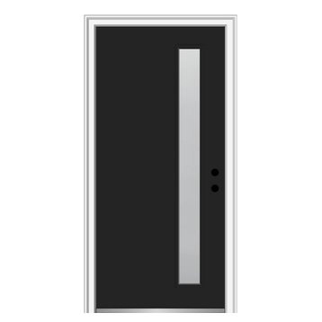 36"x80" 1-Lite Frosted LH-Inswing Painted Fiberglass Front Door, 6-9/16" Frame