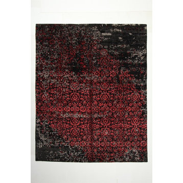 Bamboo Silk Collection Rug, Red, 8'x10'