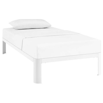Modway Corinne Modern Sturdy Powder Coated Steel Twin Bed Frame in White