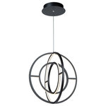Artcraft Lighting - Celestial 35W LED Orb Chandelier , Matte Black - The "Celestial" collection double orb is truly unique and stylish. The matte black finish on this double frame is eye catching. Illuminated by bright energy efficient integrated LED, this chandelier would fit in any surrounding, especially in transitional to contemporary settings. Larger 22" size also available.